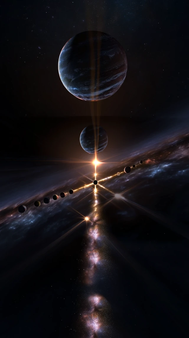 Cosmic Cross of Planets Space Wallpaper
