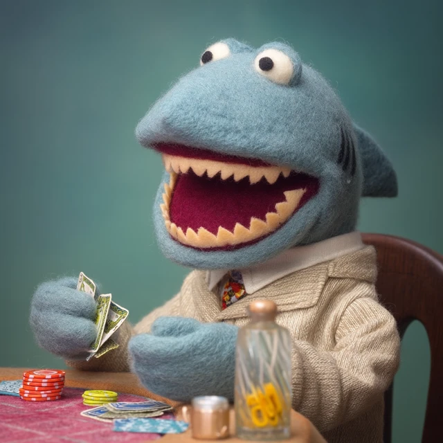 Muppet Shark Playing Poker - Jim Henson Style