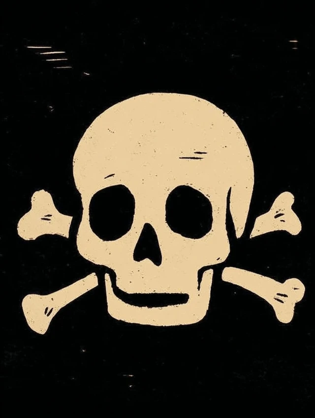 Skull and Crossbones Vintage Woodcut Illustration