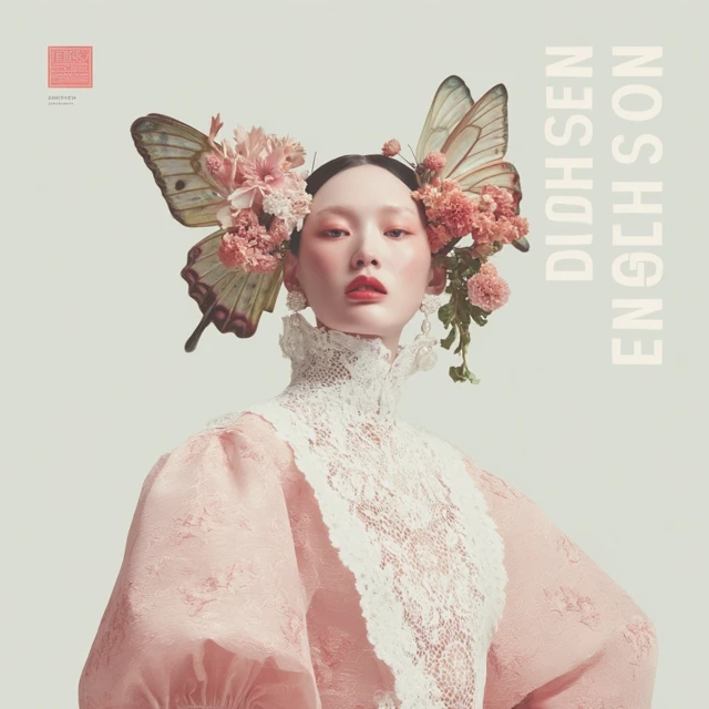 Fashion Magazine Cover Design: Woman in Cheongsam with Butterflies