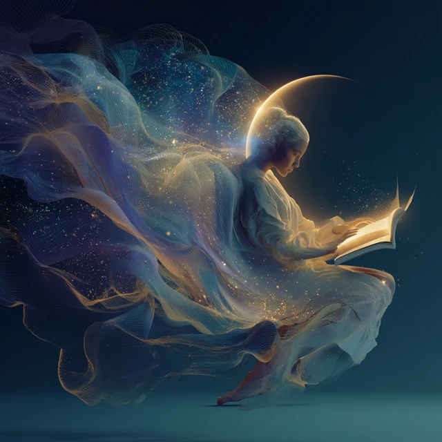 Serene Figure Starry Night Digital Art