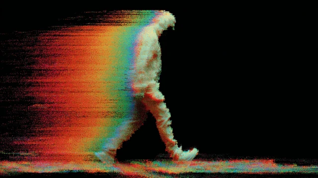 Walking Man Glitch Digital Art