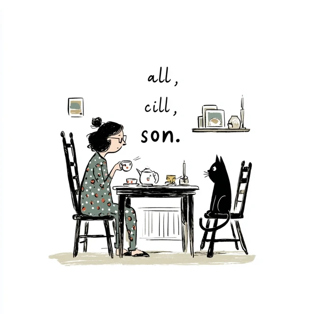 Woman Talks to Cat Like Child Cartoon Illustration