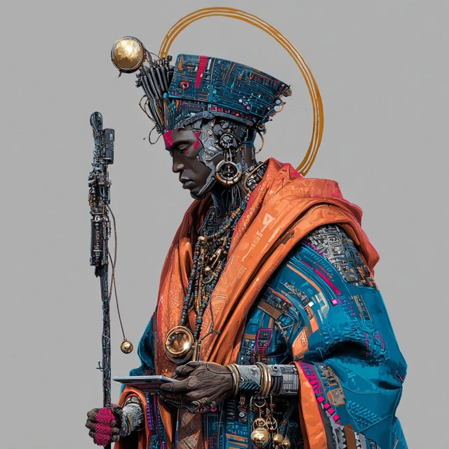 Orisha Cyber Priest Futuristic Portrait