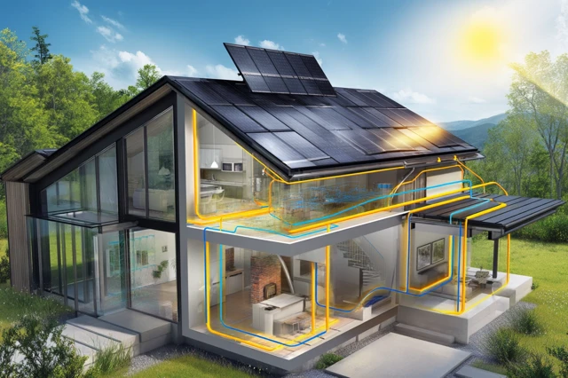 Solar Powered House Cutaway Illustration
