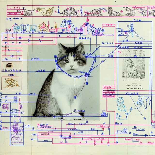 Cat Analysis Diagram Detailed Illustration