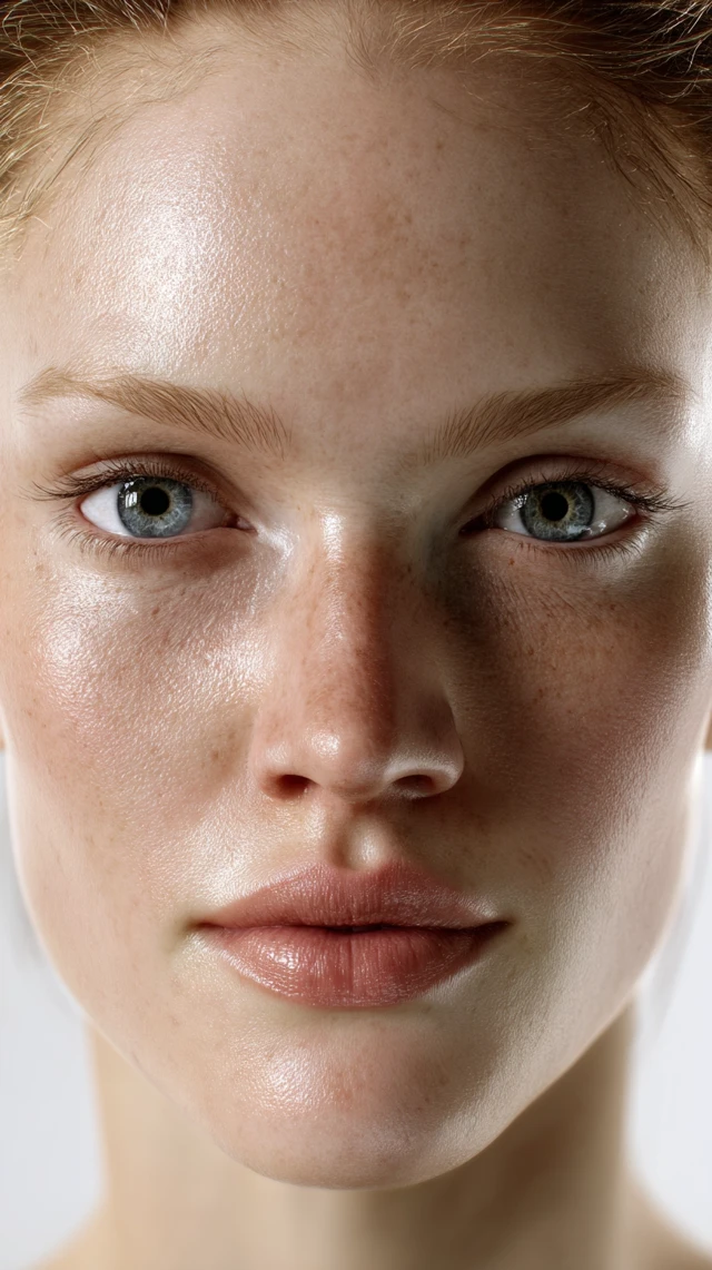 Woman Face No Makeup Hyper Realistic Portrait