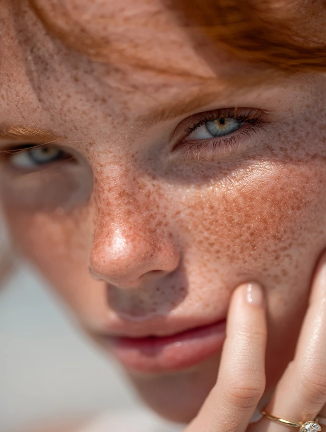 Young Woman Portrait Glowing Skin Diamond Ring