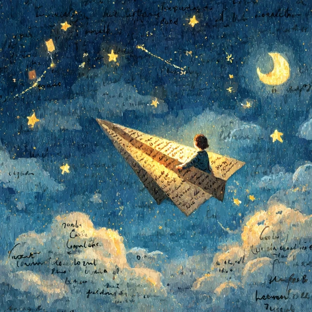 Magical Paper Plane Dreamscape Illustration