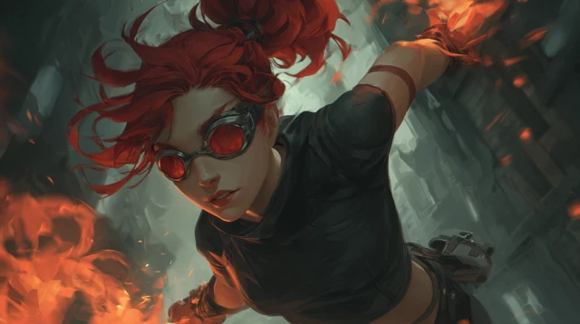 DND Character Portrait Fiery Acrobat Woman