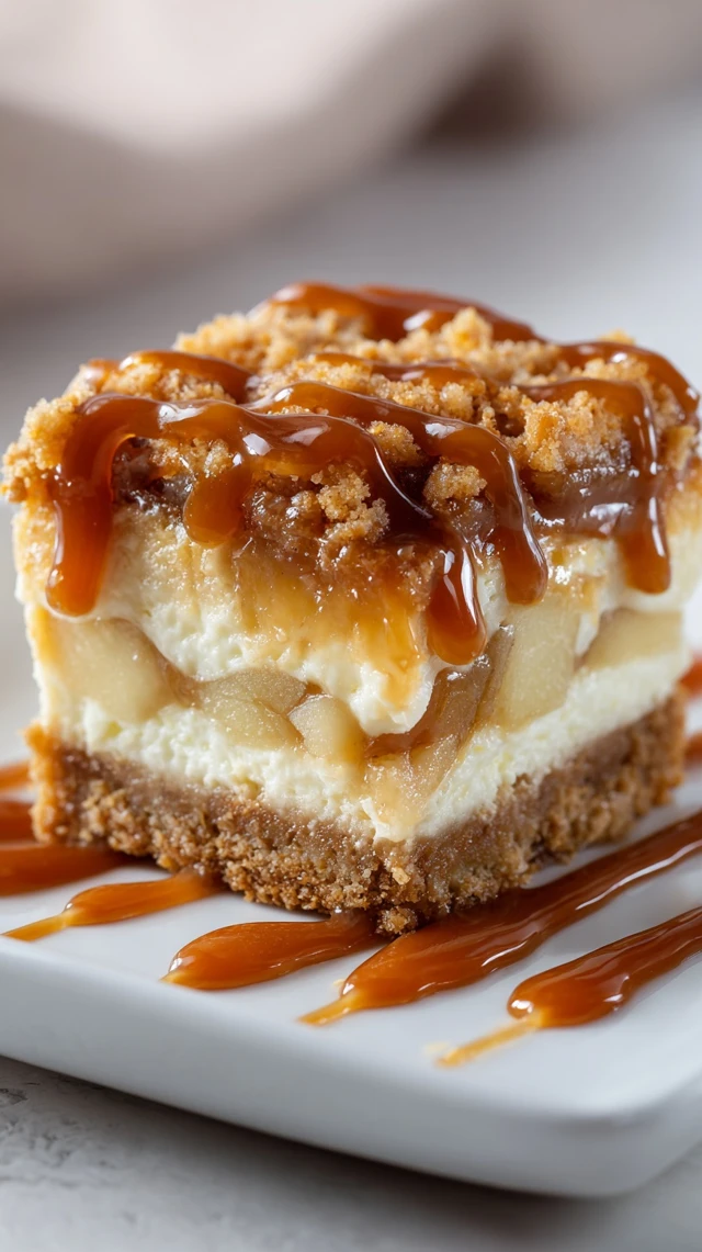 Caramel Apple Cheesecake Bars Delicious Dessert