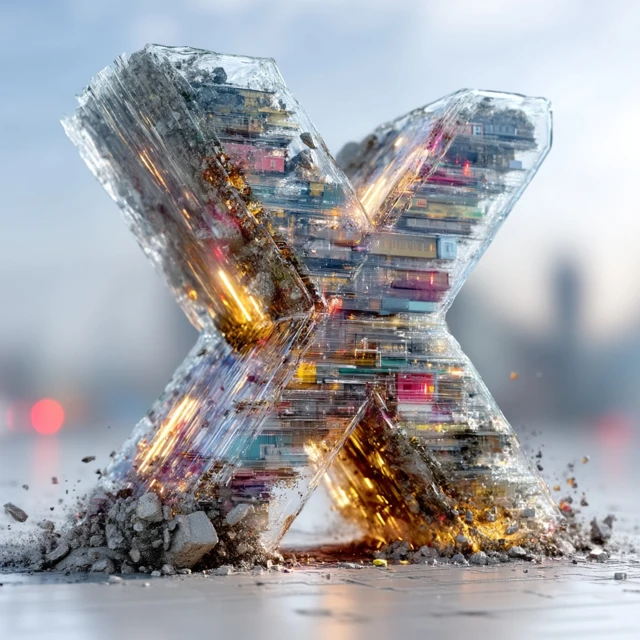Exploding X Letter 3D Render Futuristic Tech Art