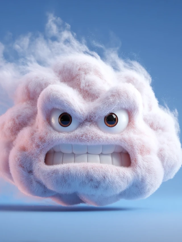 Pixar Style Cloud Villain 3D Render