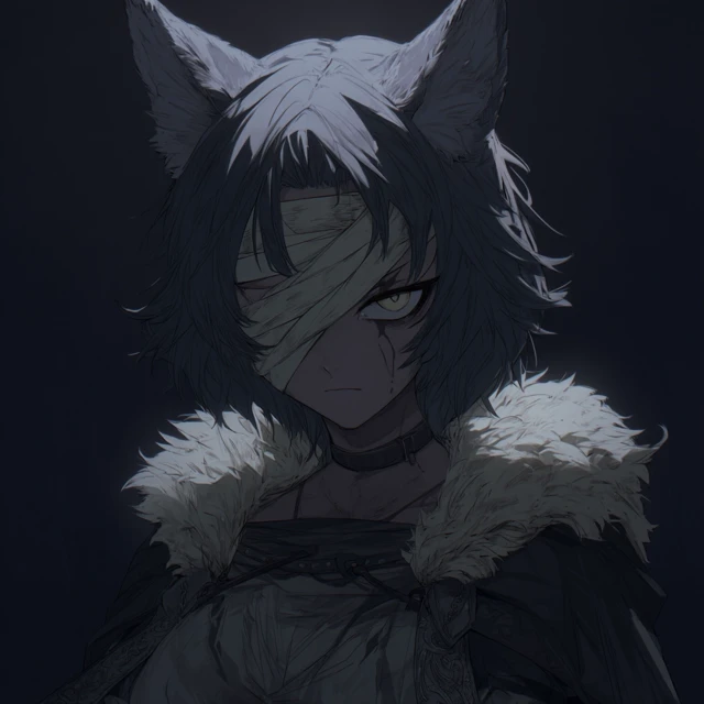 Bleak Anime Wolf Woman Bandaged Eye
