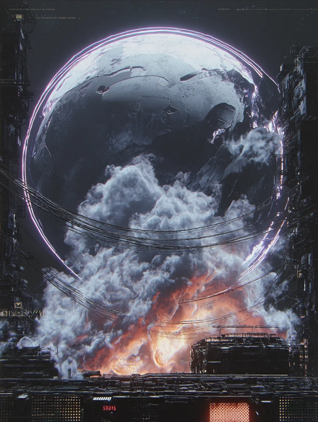 Cyberpunk Moon Vaporwave Art