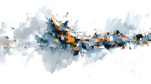 Abstract Painting Blue Orange White Colors