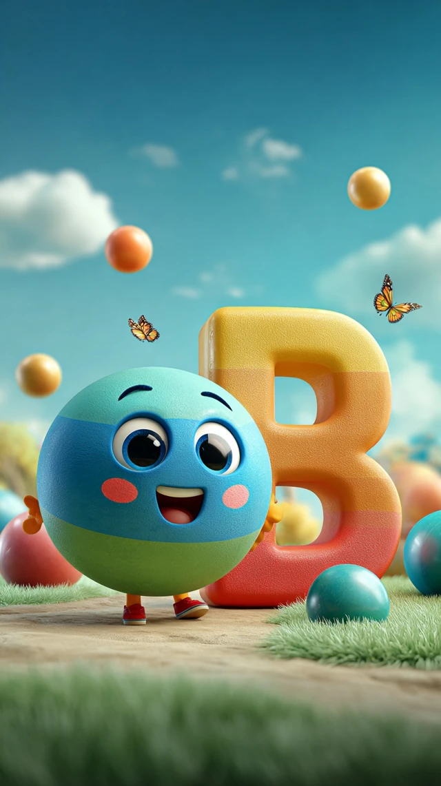 Happy Ball Character and Letter B Playtime