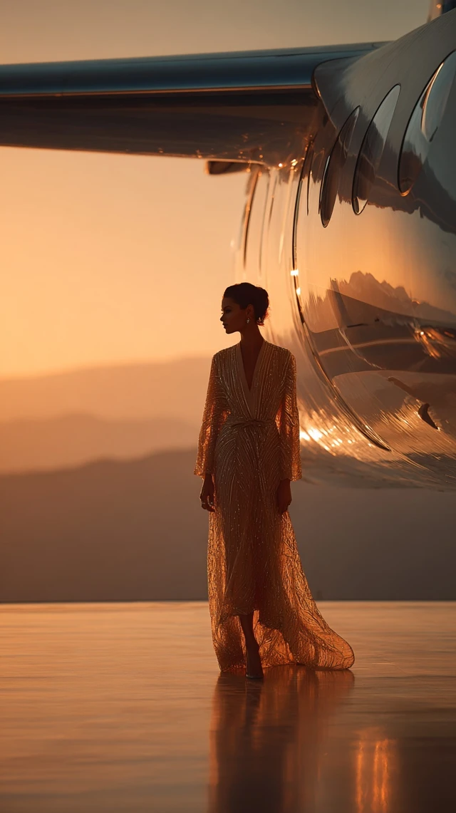 Woman Boarding Private Jet Luxury Lifestyle Photography