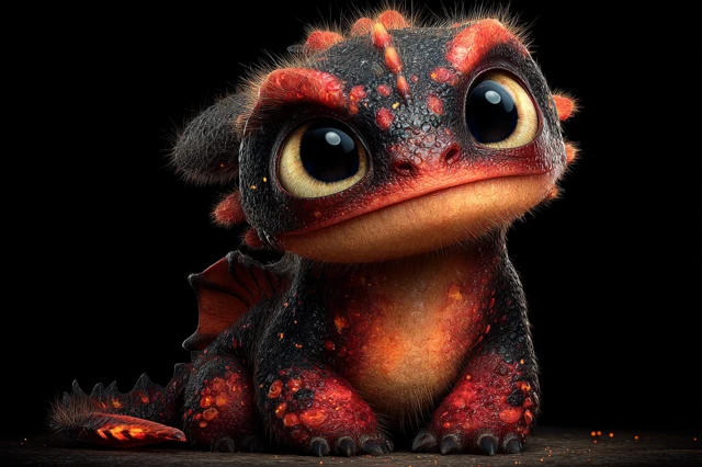 Cute Baby Dragon Cartoon Portrait