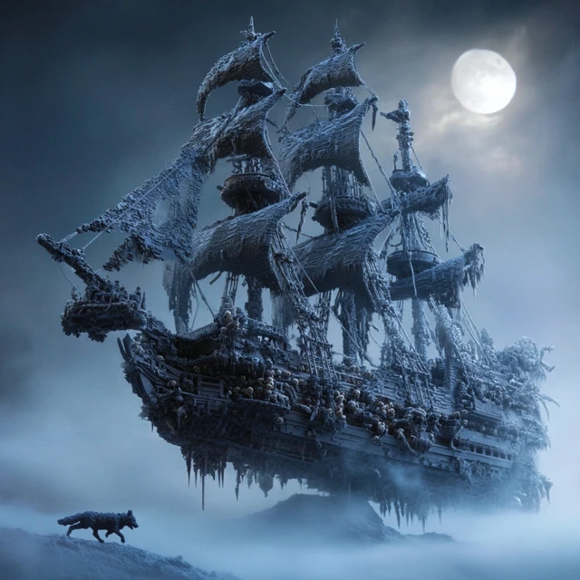 Naglfar Ghost Ship: Epic Ice Ship in Thunderstorm