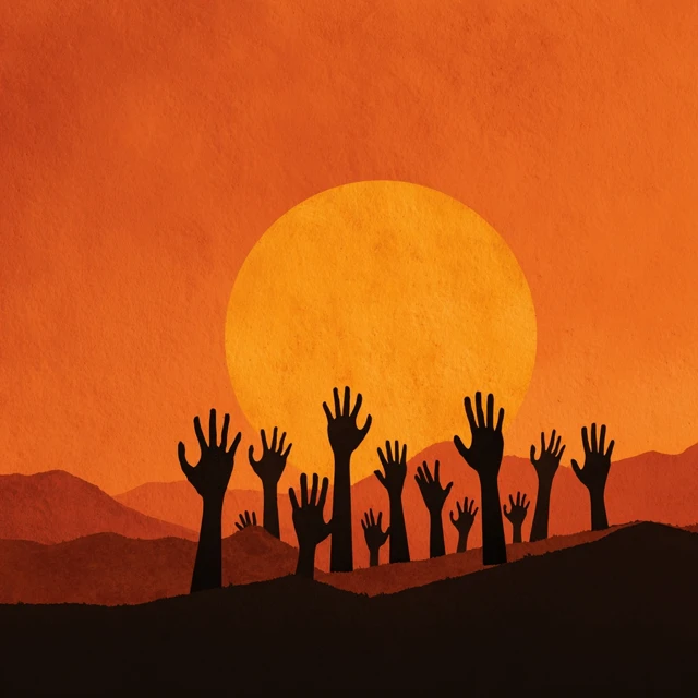 Desert Gathering Hands Reaching for the Sun