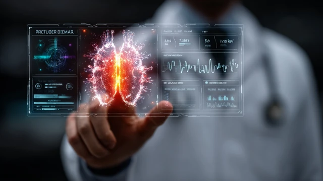 Doctor with Futuristic Holographic Panel