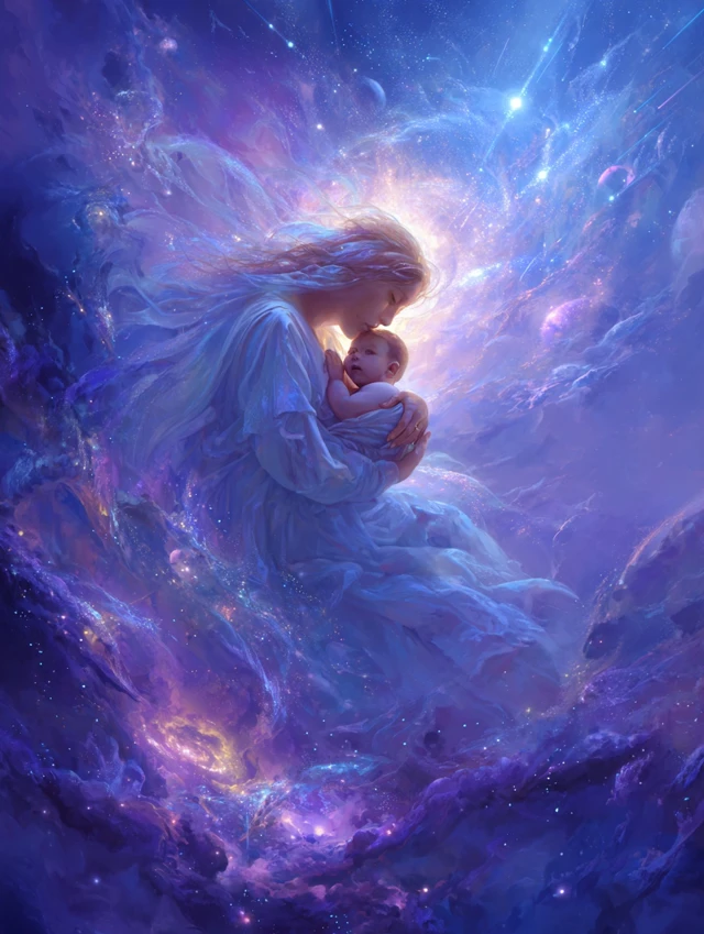 Celestial Mother and Child Space Art