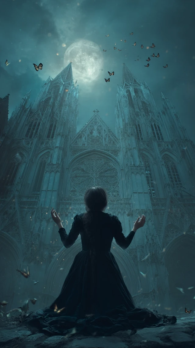 Gothic Cathedral Moonlight and Awakening