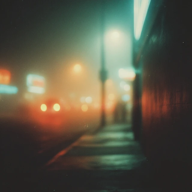 San Francisco Foggy Night Urban Scene Photo
