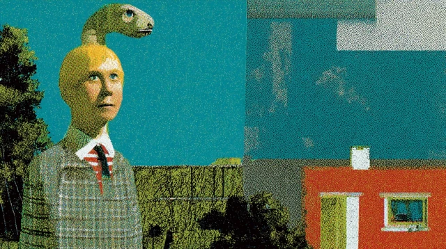 Retro Illustration of a Man and a Friend