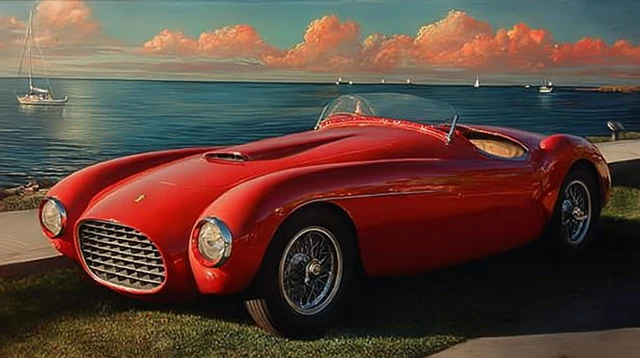 Ferrari Barchetta Oil Painting Pacific Coast Highway
