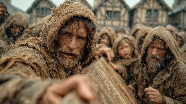 Biblical Scene Storm Floods Village