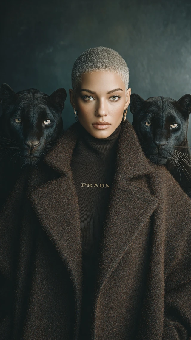 Prada Fashion Black Panther Woman Luxury Photo