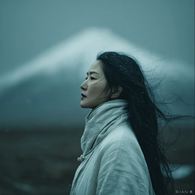 Chinese Girl Mountain Scene Film Still Photography