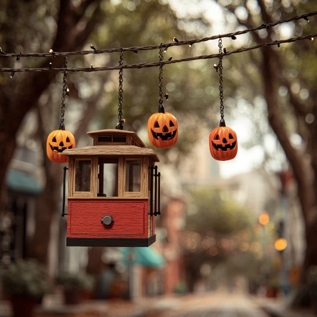 Halloween Cable Car Ride with Skeletons