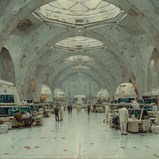 Futuristic High Command Bunker Oil Painting