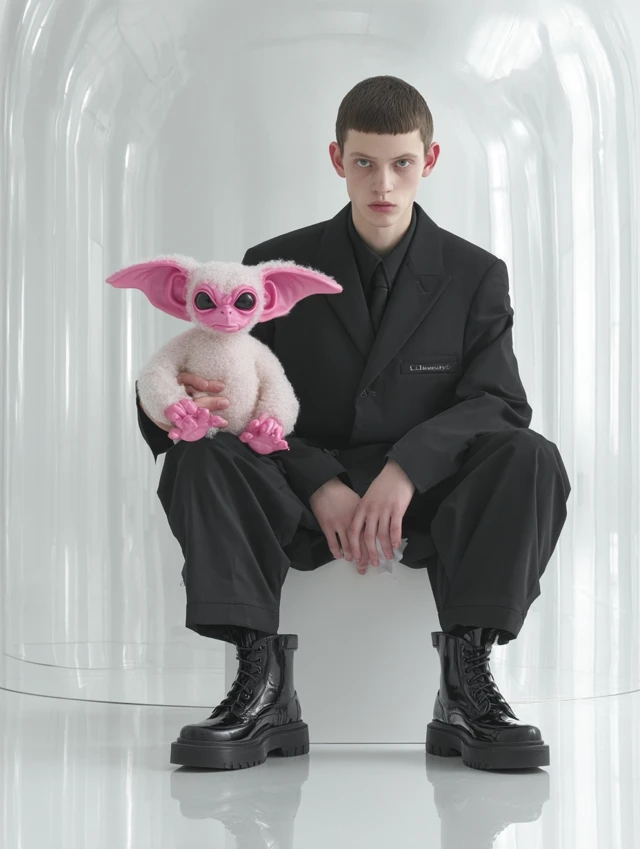 Balenciaga Campaign Model and Gizmo Absurdist Fashion