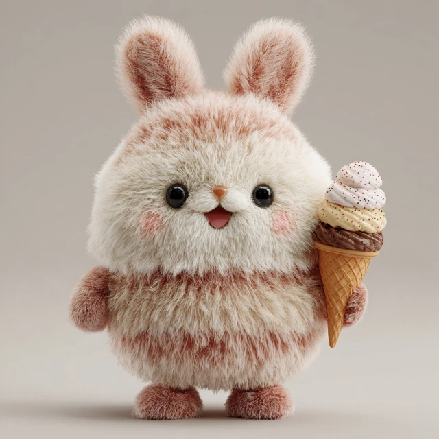 Cute Jellycat Style Furry Ice Cream Plushie