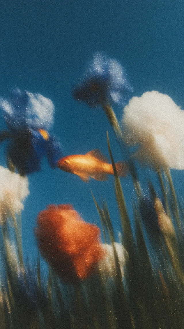 Goldfish and Flowers Serene Dreamlike Photography