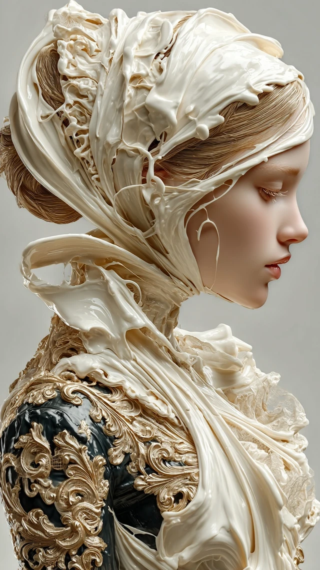 Editorial Fashion Art Cream Liquid Female Figure