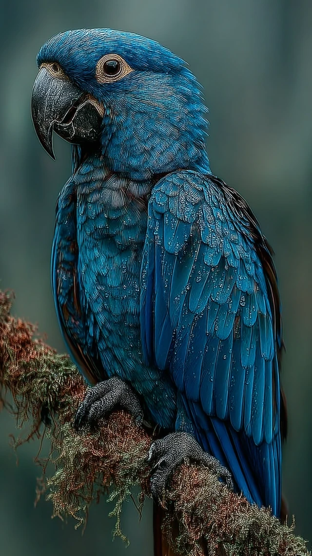 Spixs Macaw Portrait Realistic Detail Bird Nature