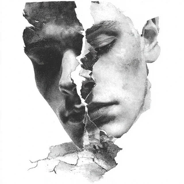 Monochrome Ink Portrait Ego Death Dissociation