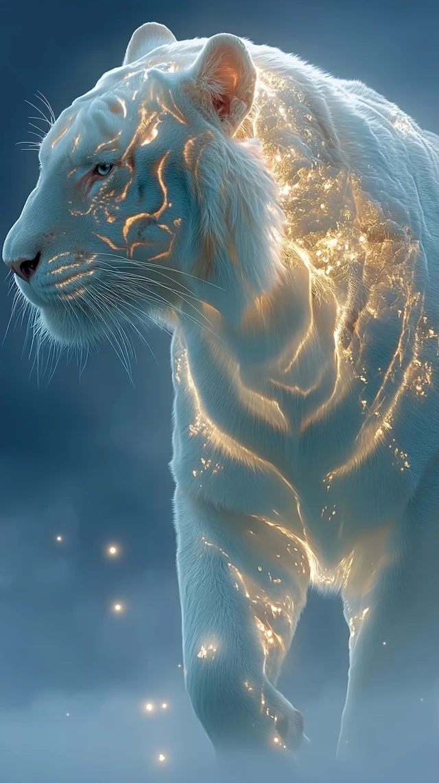 Mystical Spectral Tiger in Enchanted Forest at Dusk