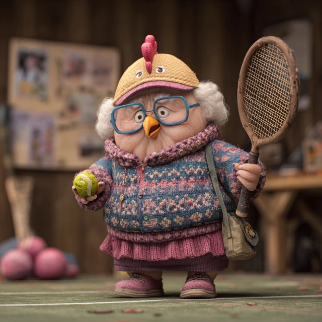 Old Lady Chicken Hat Pickleball Player