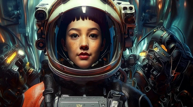 Astronaut Portrait Futuristic Cyberpunk Image