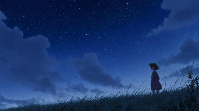 Anime Night Sky Ghibli Miyazaki Scene