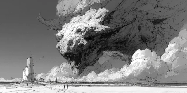 Giant Creature and Ruins Concept Art