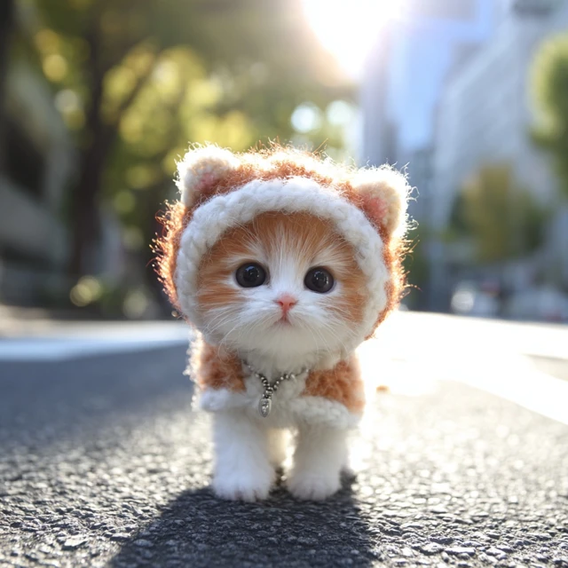 Cute Kitten in Adorable Outfit Photorealistic
