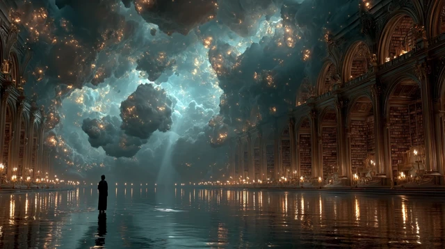 Cosmic Library Philosophical Awakening Art