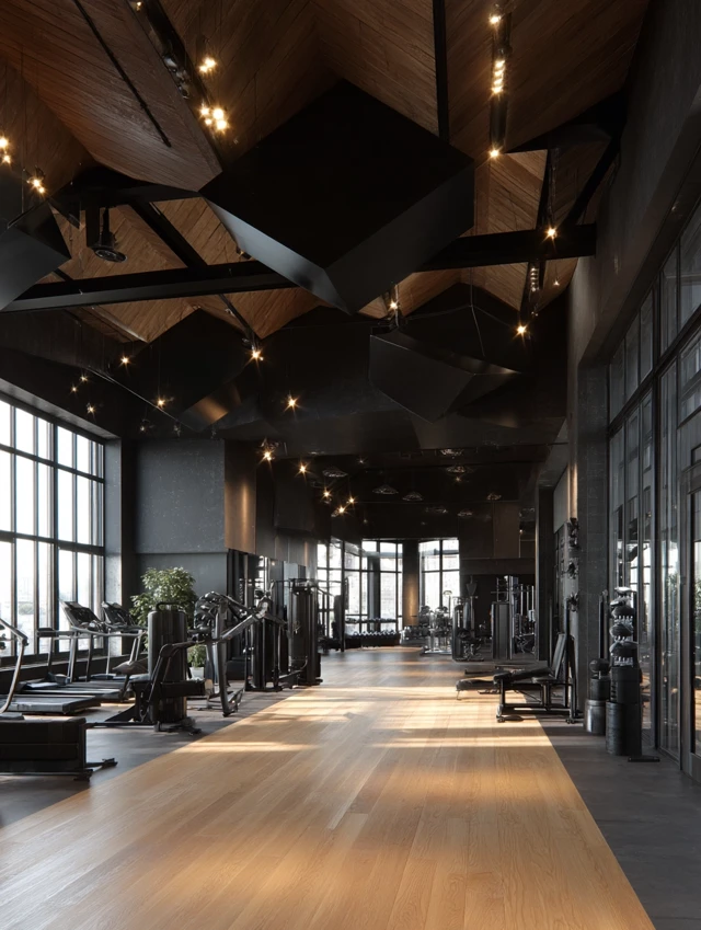Modern Gym Interior with Geometric Design
